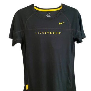 Nike Livestrong Athletic Yellow Black Dri-Fit Women's Short Sleeve Tee Sz M #04